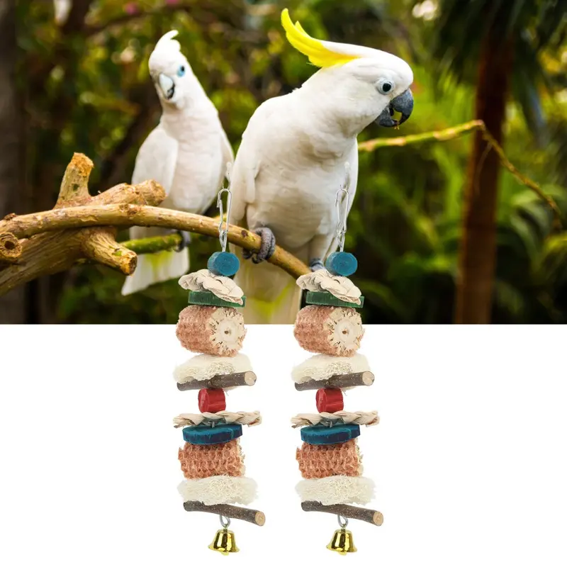 Bird Chewing Toy Natural Hanging Parrot Cage Bite Toy For To Birdstype A Small