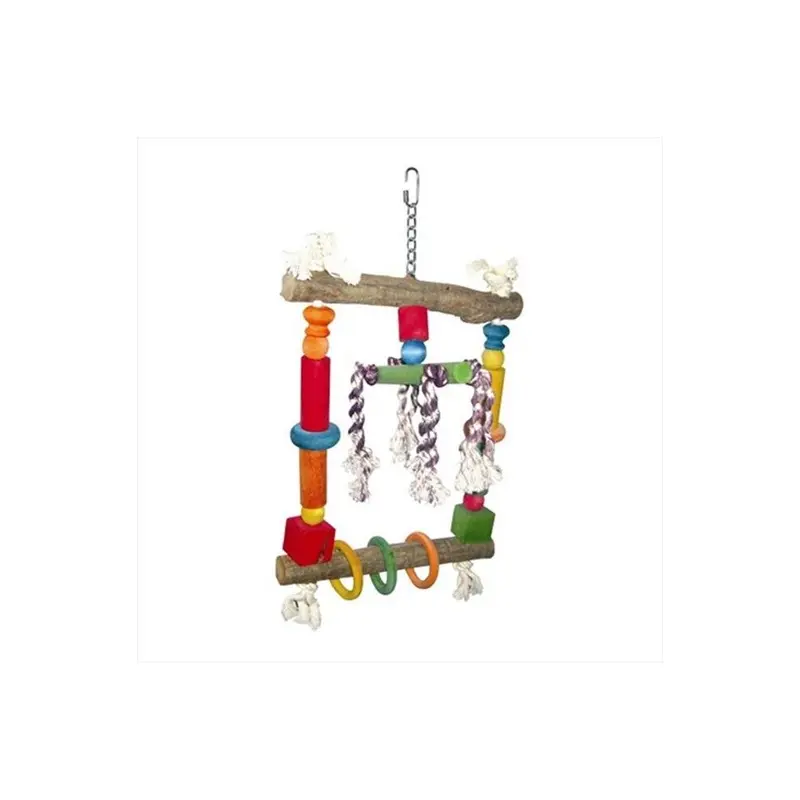 Catlady Natural Wood Swing With Rope Small