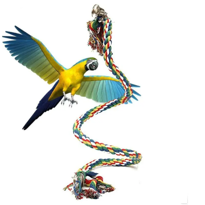 Greenzech Pet Parrot Chew Rope Budgie Bell Bird Perch Coil Swing Cockatiel Cage Toys
