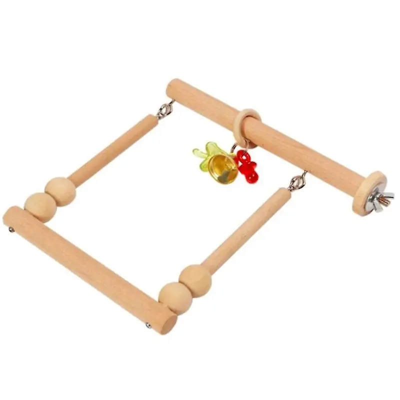 Bid Swing Fo Cage Paot Pech Natual Wood Bid Toy Coloful Chew