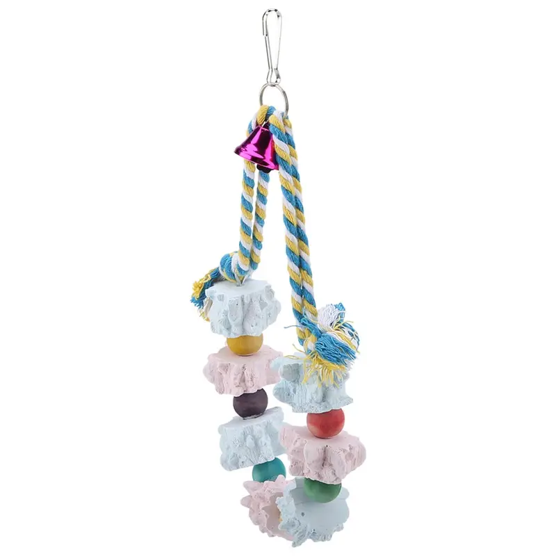 Colorful Bird Block Toys Parrot Break Grinding Stones Cages Bite Chew Training Toys