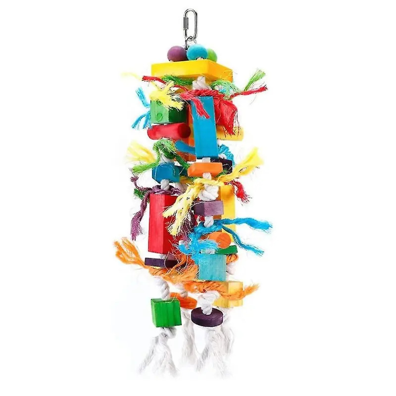 Bird Cage Chewing Toy Wooden Hammock Block Toy For Budgies Lovebirds Cockatoos