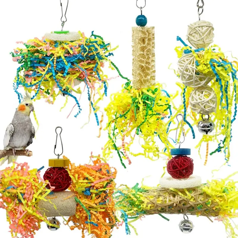 New Limbo Bird Parrots Shredding Toys Parakeet Chewing Toys Bird Loofah Toys