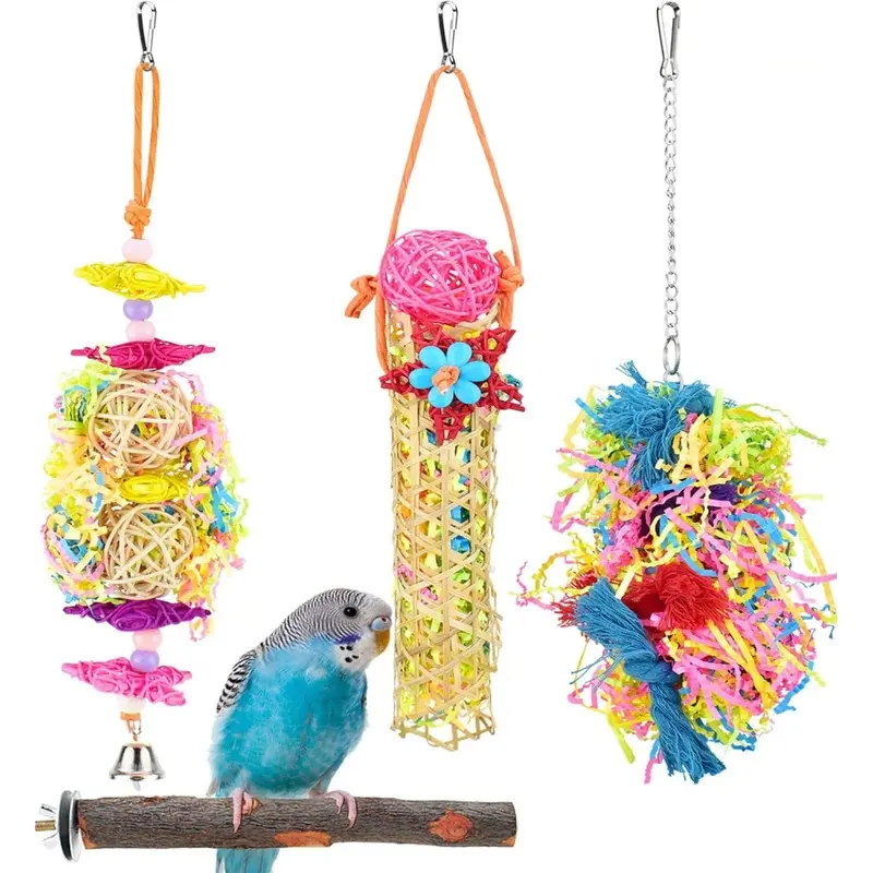 Limbo Pack Bird Chewing Toys Foraging Shredder Toy Parrot Cage Shredder Toy Size 4