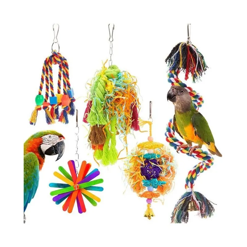 Zeuxo 5Pcs Parrot Gnawing Toy Cotton Size 5