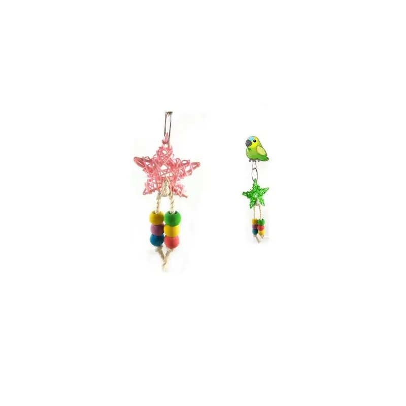 Colorful Bead Bird Five-Point Star Shape Cage Swing Chewing Climbing P