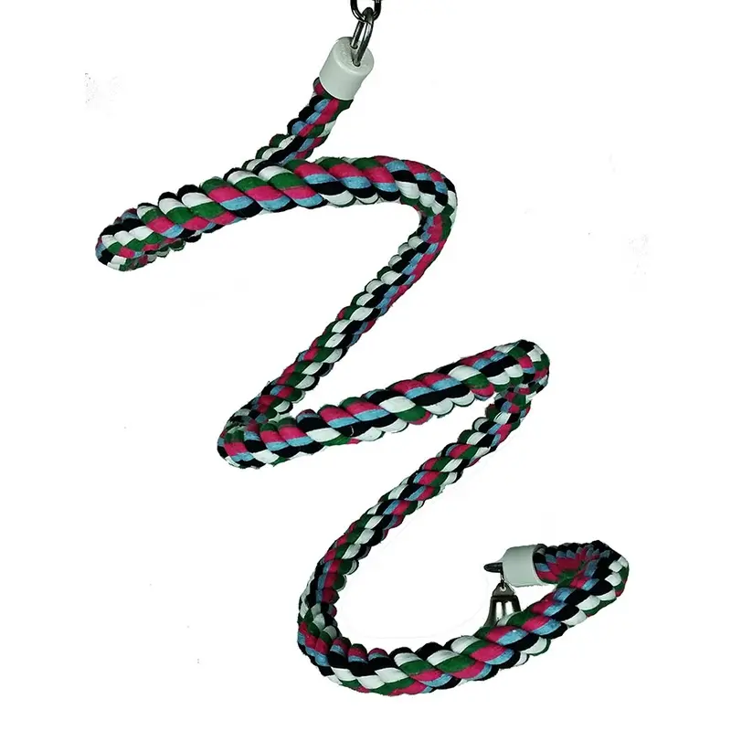 Happy Beaks Medium Rainbow Cotton Rope With Bell Bird Toy
