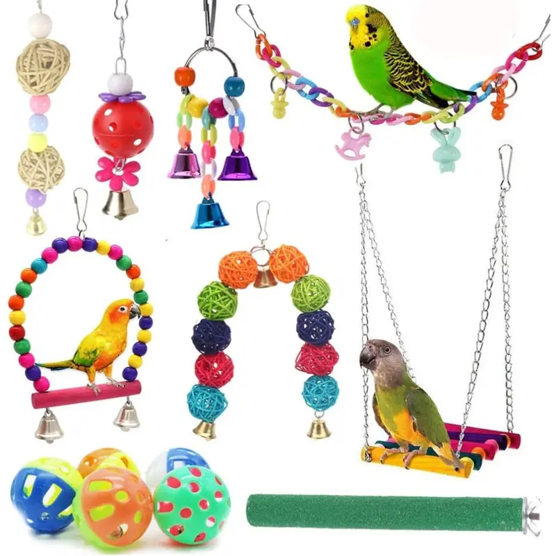 New Limbo Packs Bird Toys Parrot Swing Toys - Chewing Hanging Bell Birds Toys Size 12