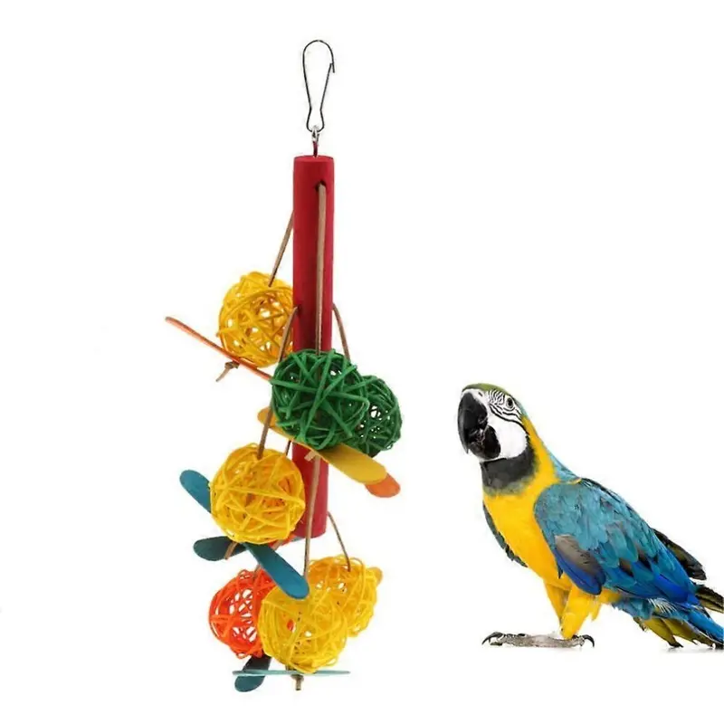 Pet Bird Cage Swing Bite Pulling Toy Parrot Rattan Ball Toys Parakeet Cockatiel