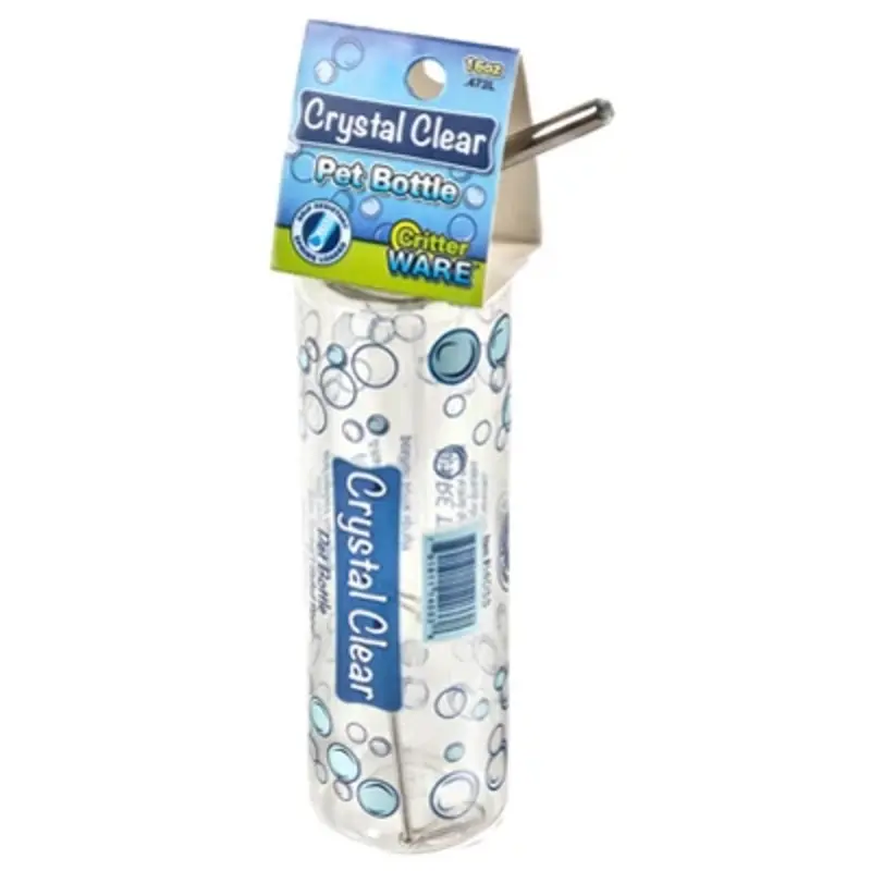 Crystal Clear 16 Ounce Pet Water Bottle with Cage Attachment