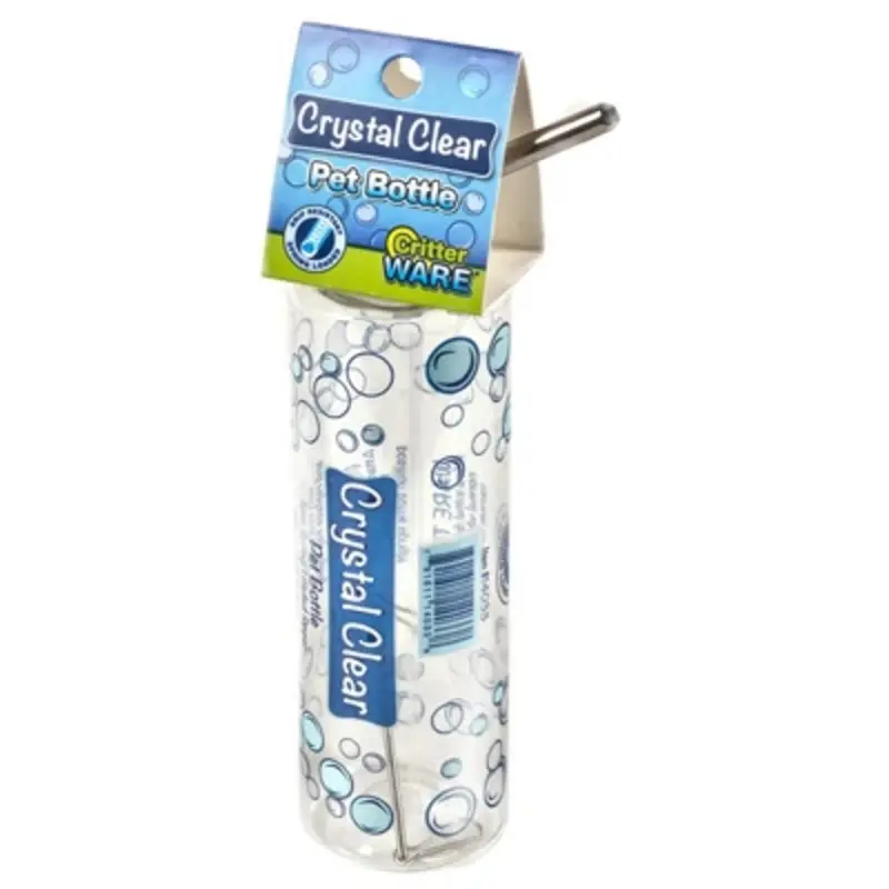 Crystal Clear 8 Ounce Pet Water Bottle with Cage Attachment
