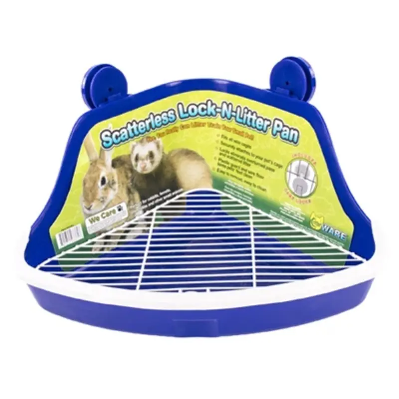 Scatterless Lock-N-Litter Pan with Wire Floor Panel for Small Animals
