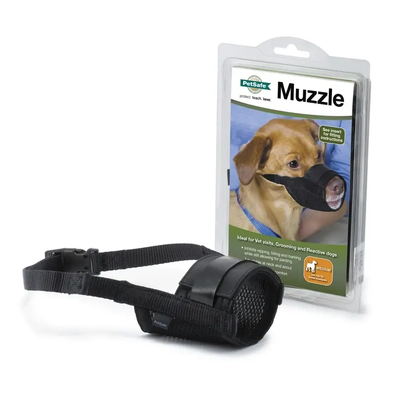 Black Medium Dog Muzzle Adjustable Comfortable Fit Durable Material