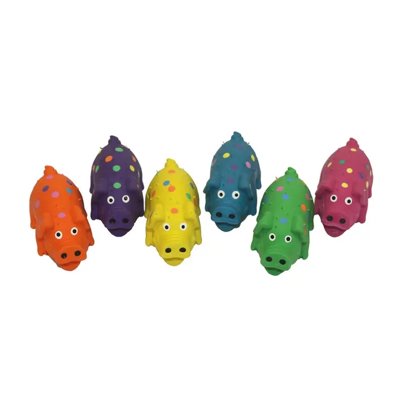 Polka Dot Pig Squeaky Dog Toy, Latex Material, Assorted Colors, 4 Inch Size