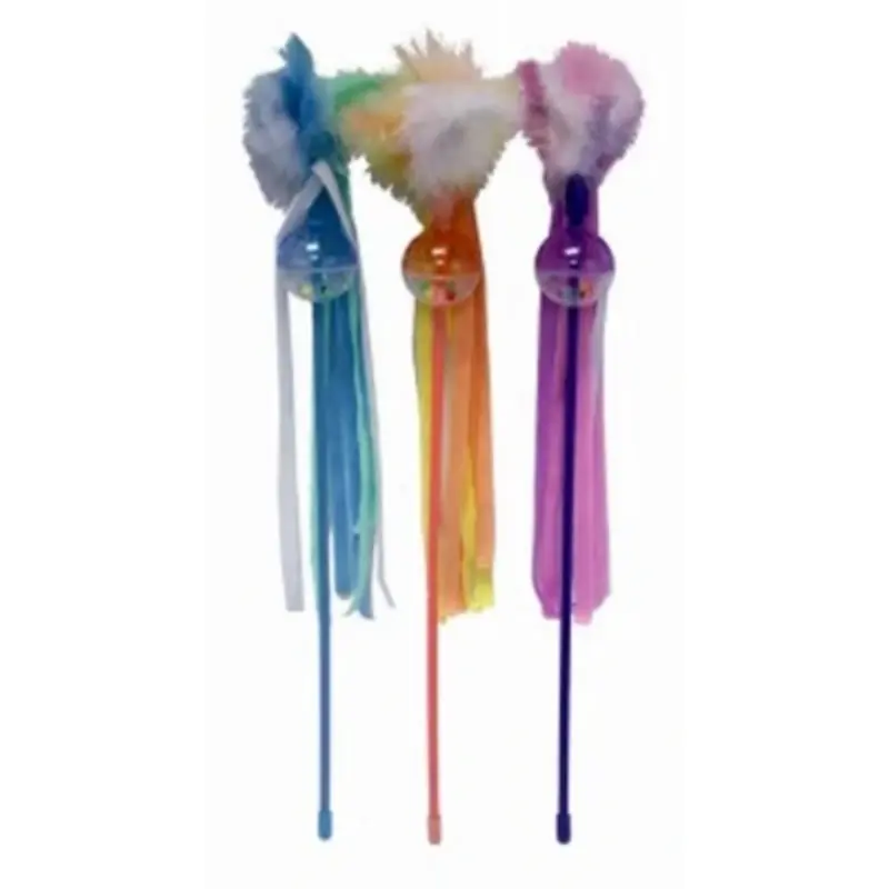 Cat Toy Teaser Wand Assorted Colors 18 Inch Length