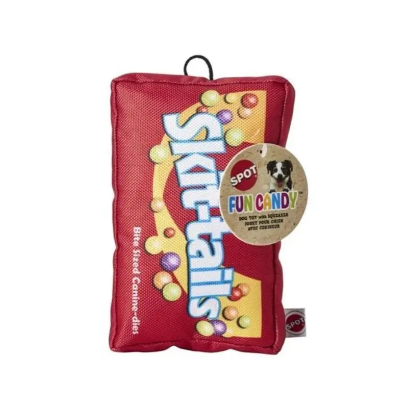 Fun Candy Skit-Tails Squeeker Dog Toy, 7 In.