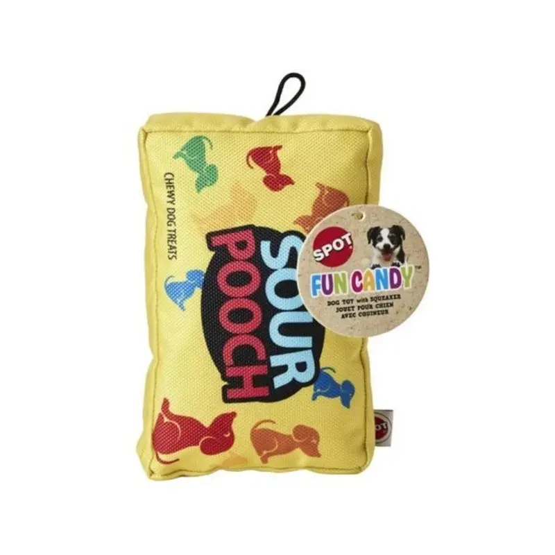 Fun Candy Sour Pooch Squeeker Dog Toy, 7 In.