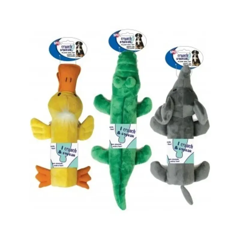 Soft Plush Squeaky Dog Toy with Bottle Inside, Assorted Character Designs