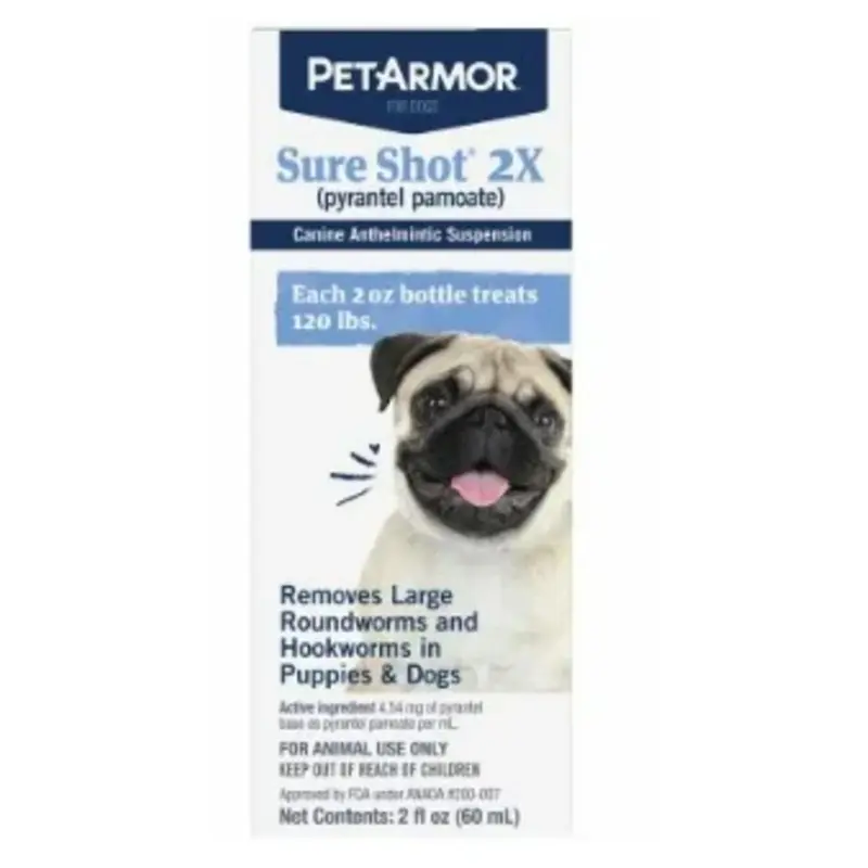 Sure Shot Pyrantel Pamoate Liquid Wormer for Dogs and Puppies, 2 Ounce Bottle
