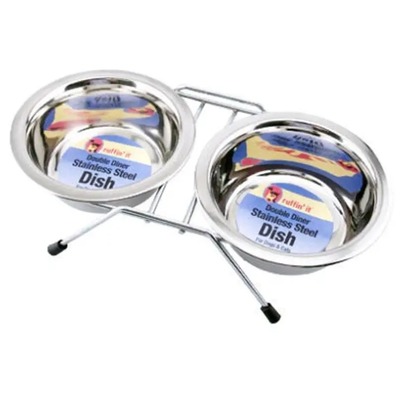 Double Diner Pet Bowl, Stainless Steel, 11.8 oz.