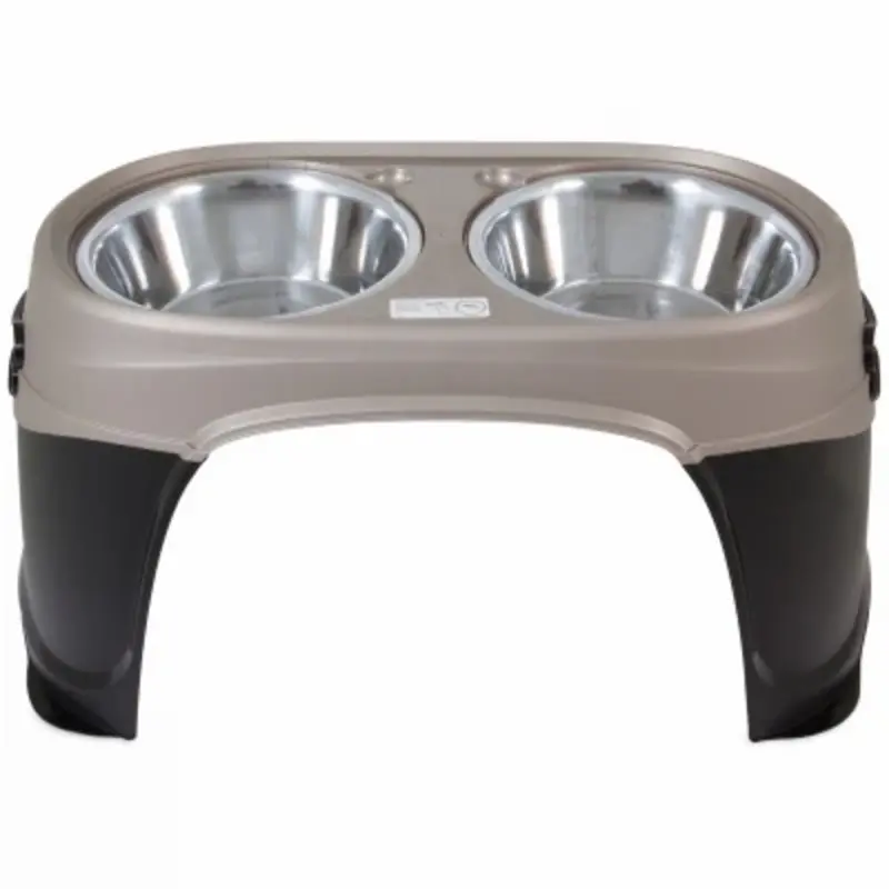 Elevated Pet Bowls Set in Black and Tan Colors