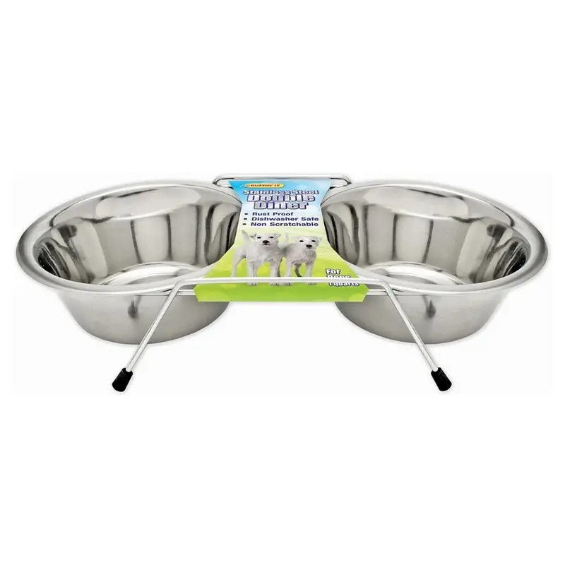 Pet Bowl Duo with Stand Stainless Steel 24.5 Ounce Capacity