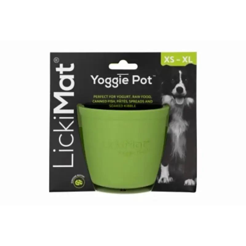 Yoggie Pot Dog Feeder Licking Bowl, Green