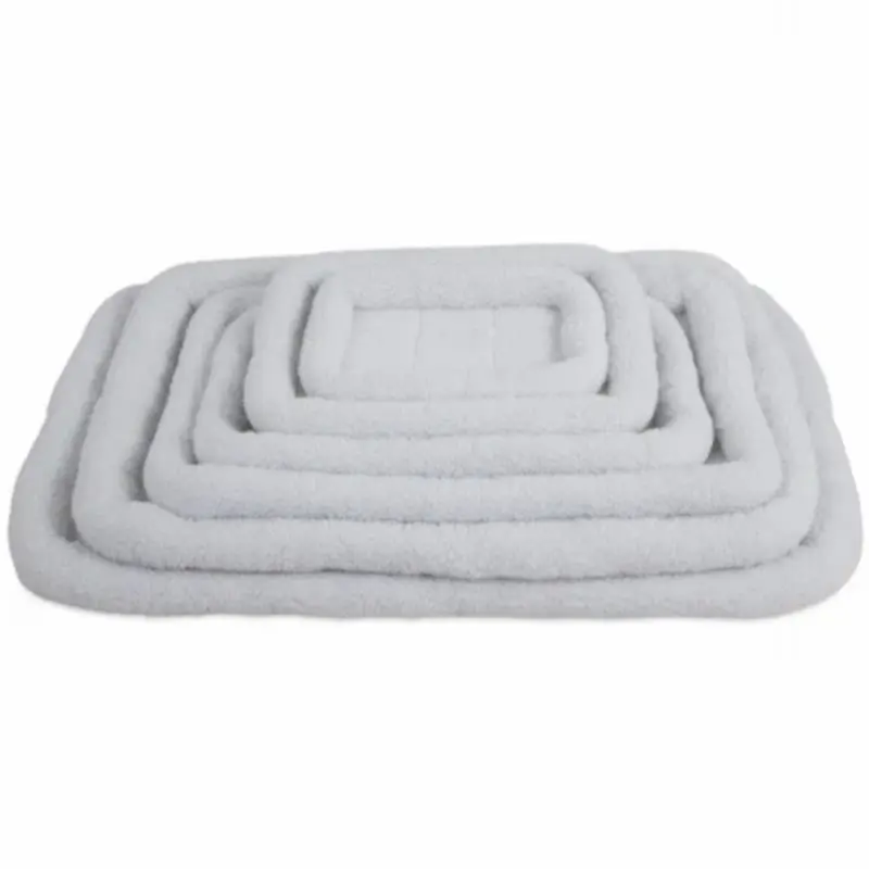 Kennel Mat Bolster with White Faux Sheepskin Cover, 23 Inches by 16 Inches