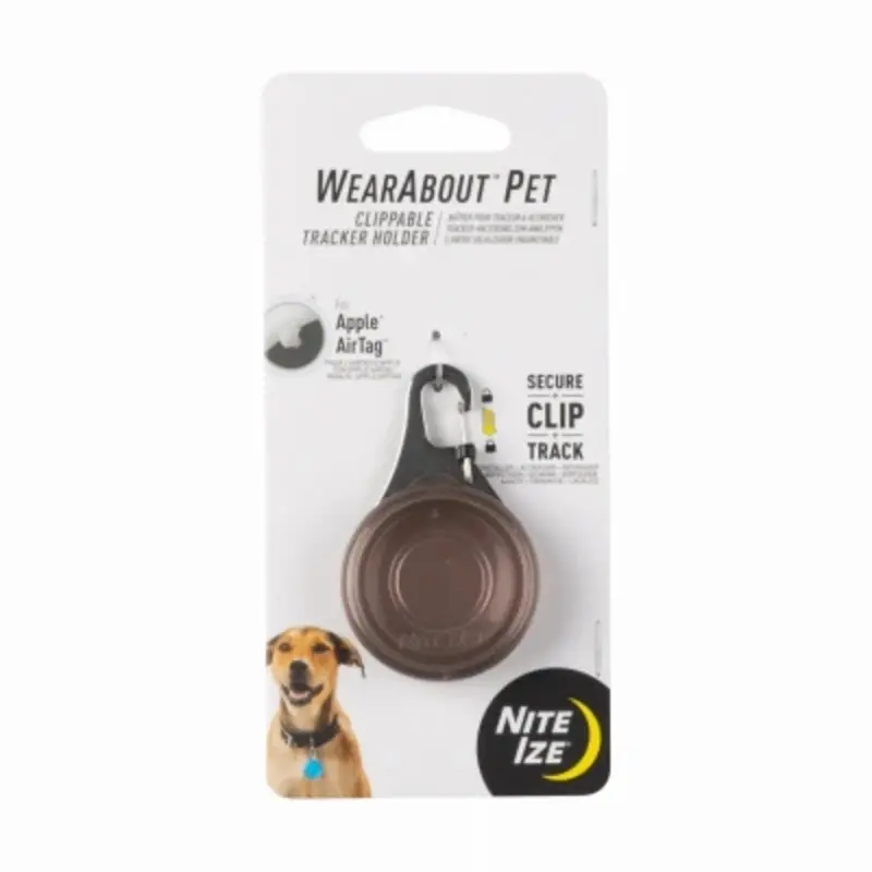 WearAbout Clippable AirTag Pet Tracker Holder in Smoke Color