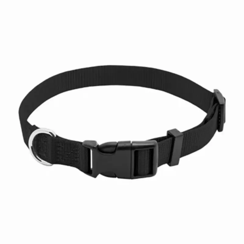 Adjustable Dog Collar, Black Nylon with Quadlock Buckle, 3/8 Inch by 12 Inch