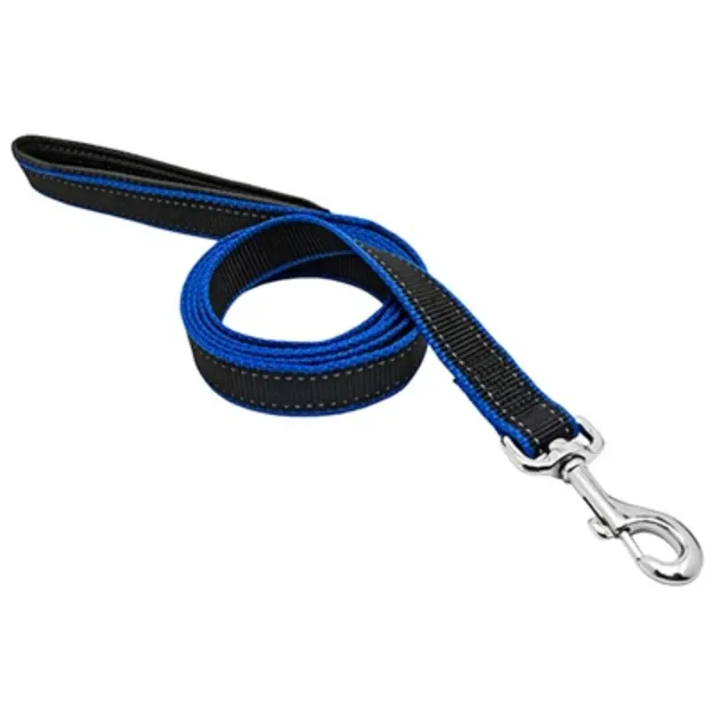Pet Expert Reflective Dog Leash, Black and Blue, One Inch by Six Feet