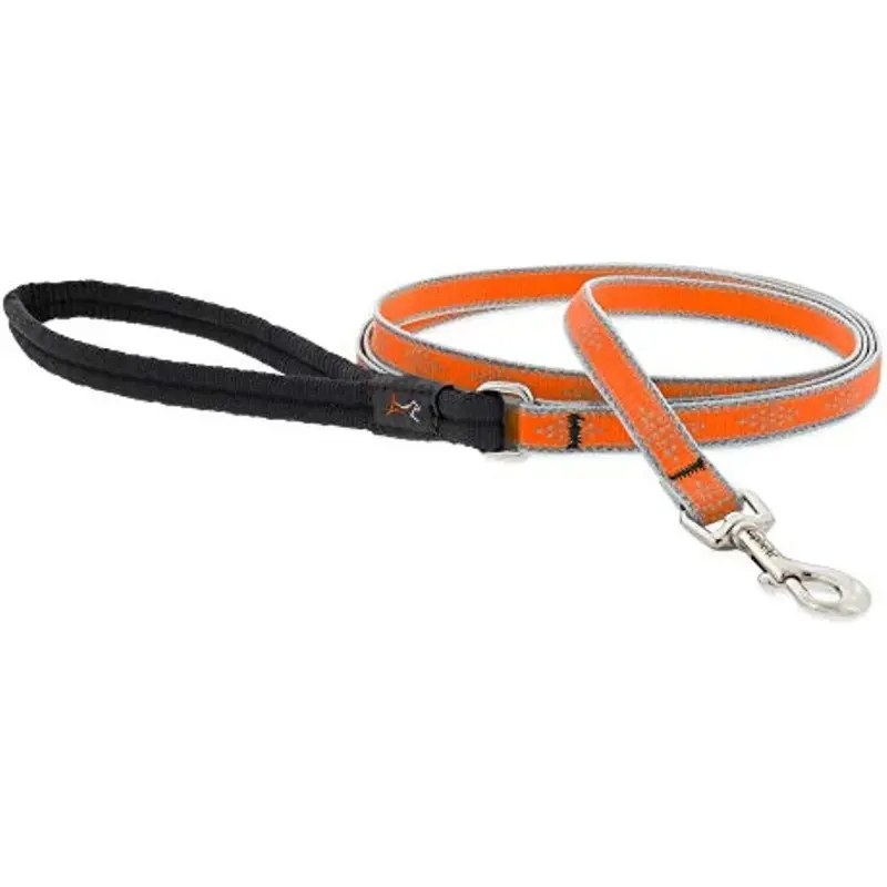 Reflective Orange Diamond Pattern Dog Leash, 0.5 Inch by 6 Feet