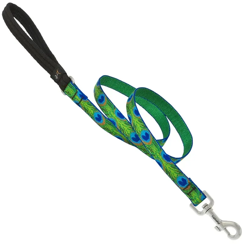 Dog Leash with Tail Feather Pattern, Three Quarter Inch by Six Feet