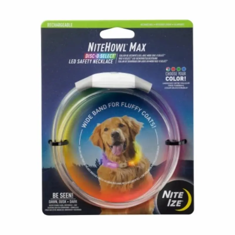 NiteHowl Max Rechargeable LED Safety Lighted Necklace, Disc-O Select Colors