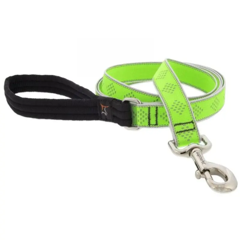 Reflective Dog Leash with Green Diamond Pattern, 1 Inch by 6 Feet