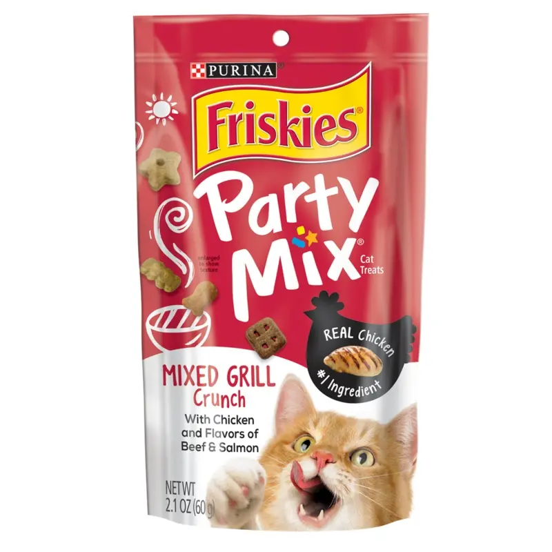Cat Treats Mixed Grill Party Mix Flavor 2.1 Ounce Resealable Pouch