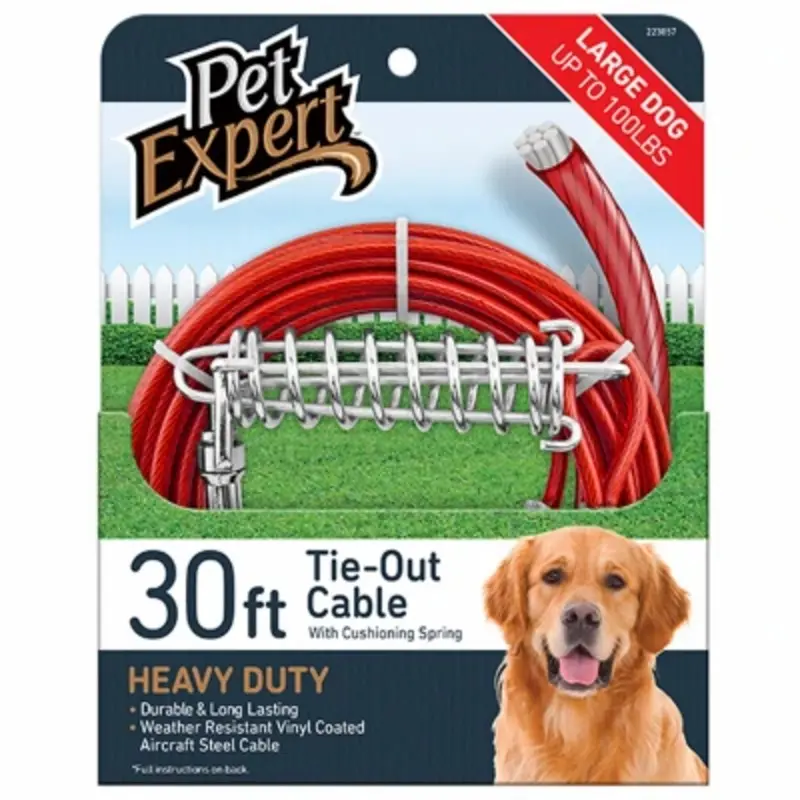 Dog Tie Out Cable, Heavy Weight Steel Aircraft Cable, 30 Feet Length