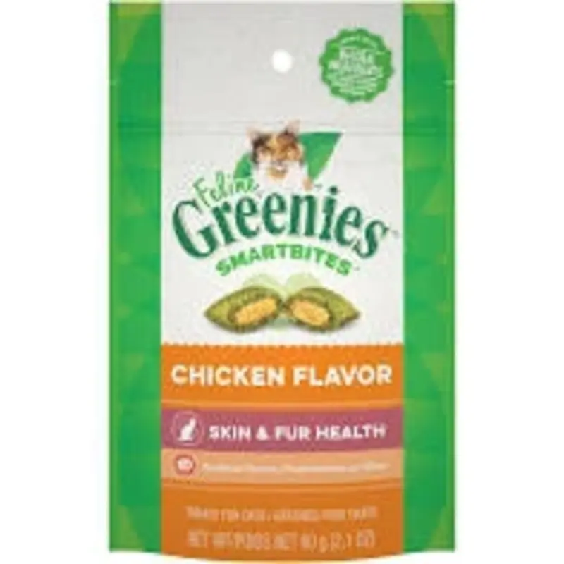 Feline Smartbites Chicken Flavor Cat Treats for Skin and Fur Health, 2.1 Ounce Pack