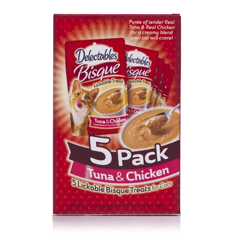 Lickable Bisque Treats for Cats, Chicken & Tuna, 1.4 oz. Each, 5-Pk.