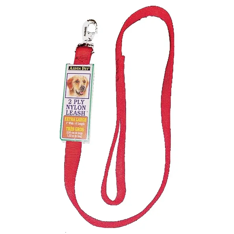 Red Dog Leash, 2-Ply Nylon, 6 Feet Long