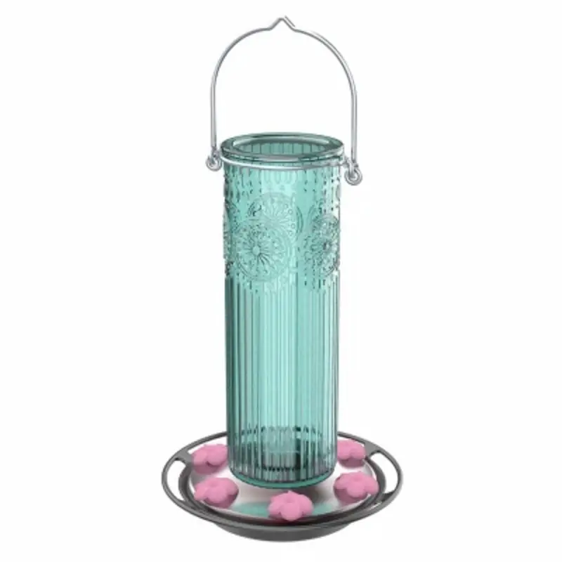 Gravity Hummingbird Feeder with Antique Glass Design