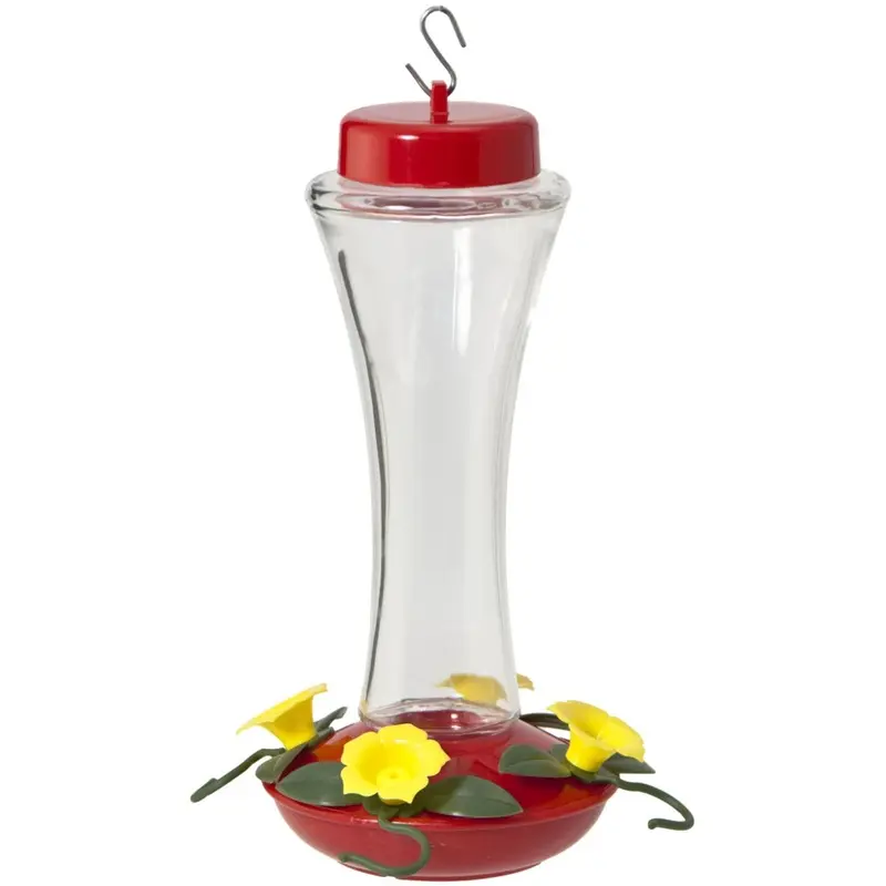 Hummingbird Bird Feeder with Clear Swirl Glass, Four Perches, Sixteen Ounce Capacity