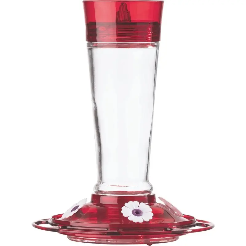Hummingbird Feeder with Ruby Glass Reservoir, 10 Ounce Capacity
