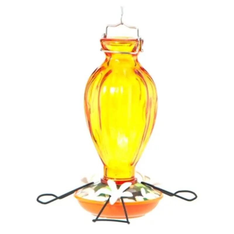 Oriole Bird Feeder with Fluted Glass Design, 20 Ounce Capacity