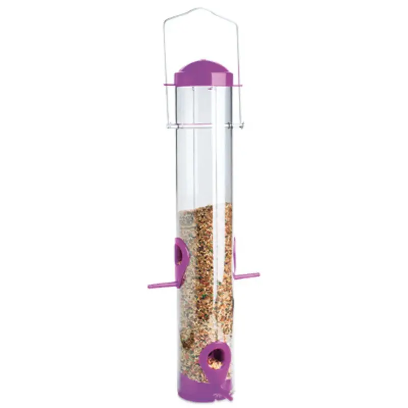 Wild Bird and Finch Tube Feeder with Assorted Colors, 1.25 Pound Capacity