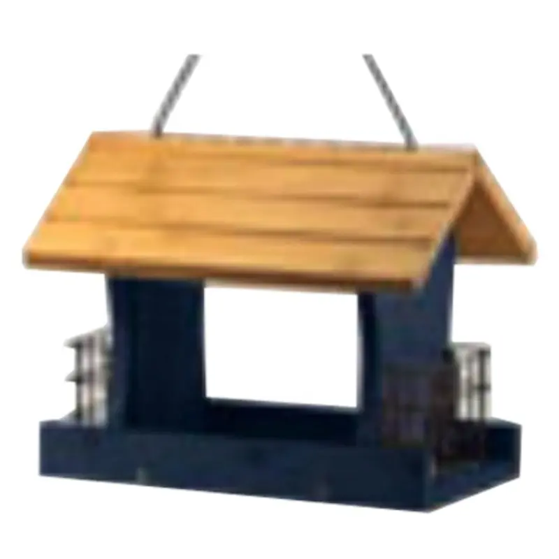 Blue Wood Bird Feeder, 12-Inch Length, Durable Outdoor Design