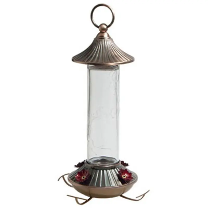 Hummingbird Bird Feeder with Embossed Glass, 14 Ounce Capacity