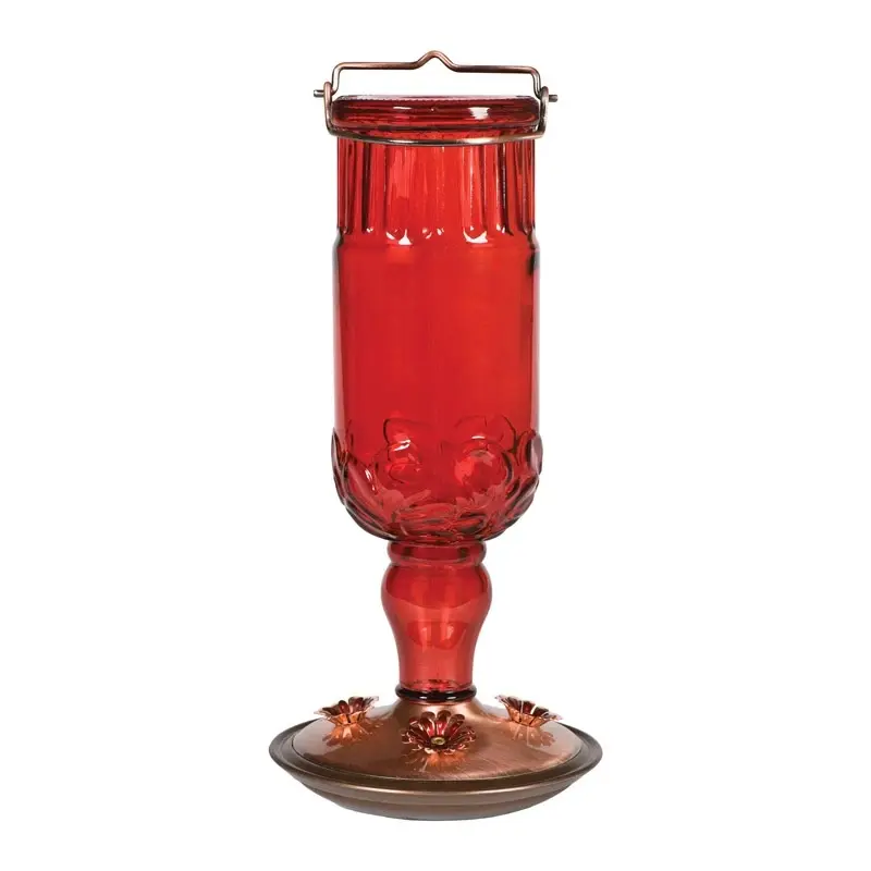 Hummingbird Bottle Feeder Embossed Red 24 Ounce 4-Port