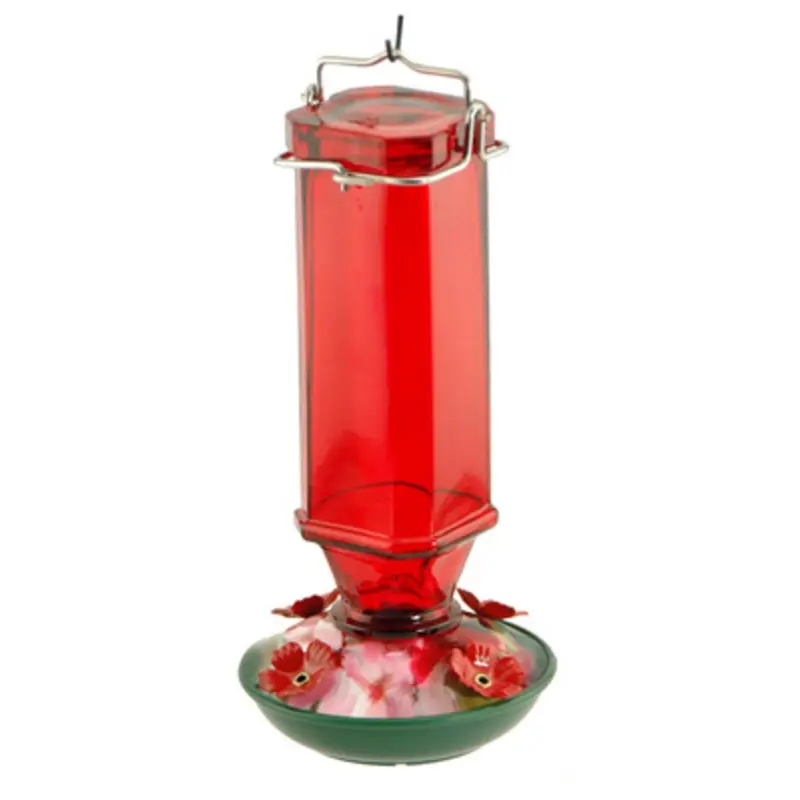 Vintage Square Ruby Red Hummingbird Bird Feeder 16 Ounce Capacity