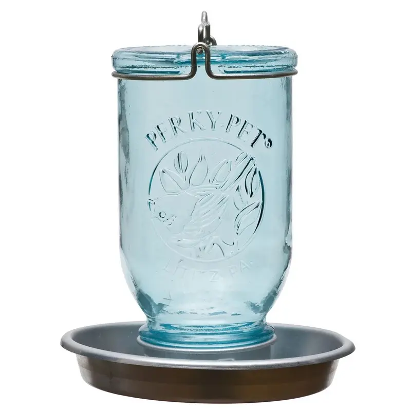 Wild Bird Waterer Antique Blue Mason Jar Design Durable Outdoor Bird Feeder